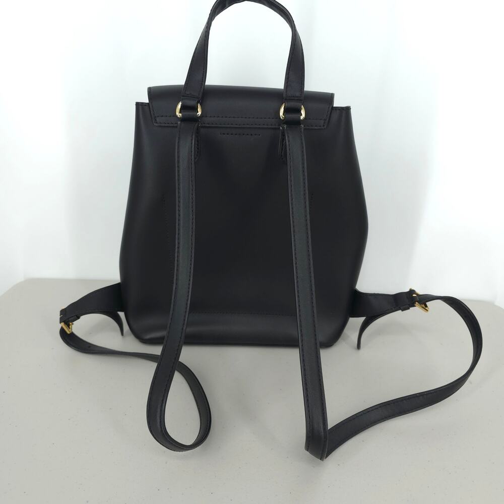 Lauren Ralph Lauren Dryden Flap Black Leather Backpack - Picture 5 of 16